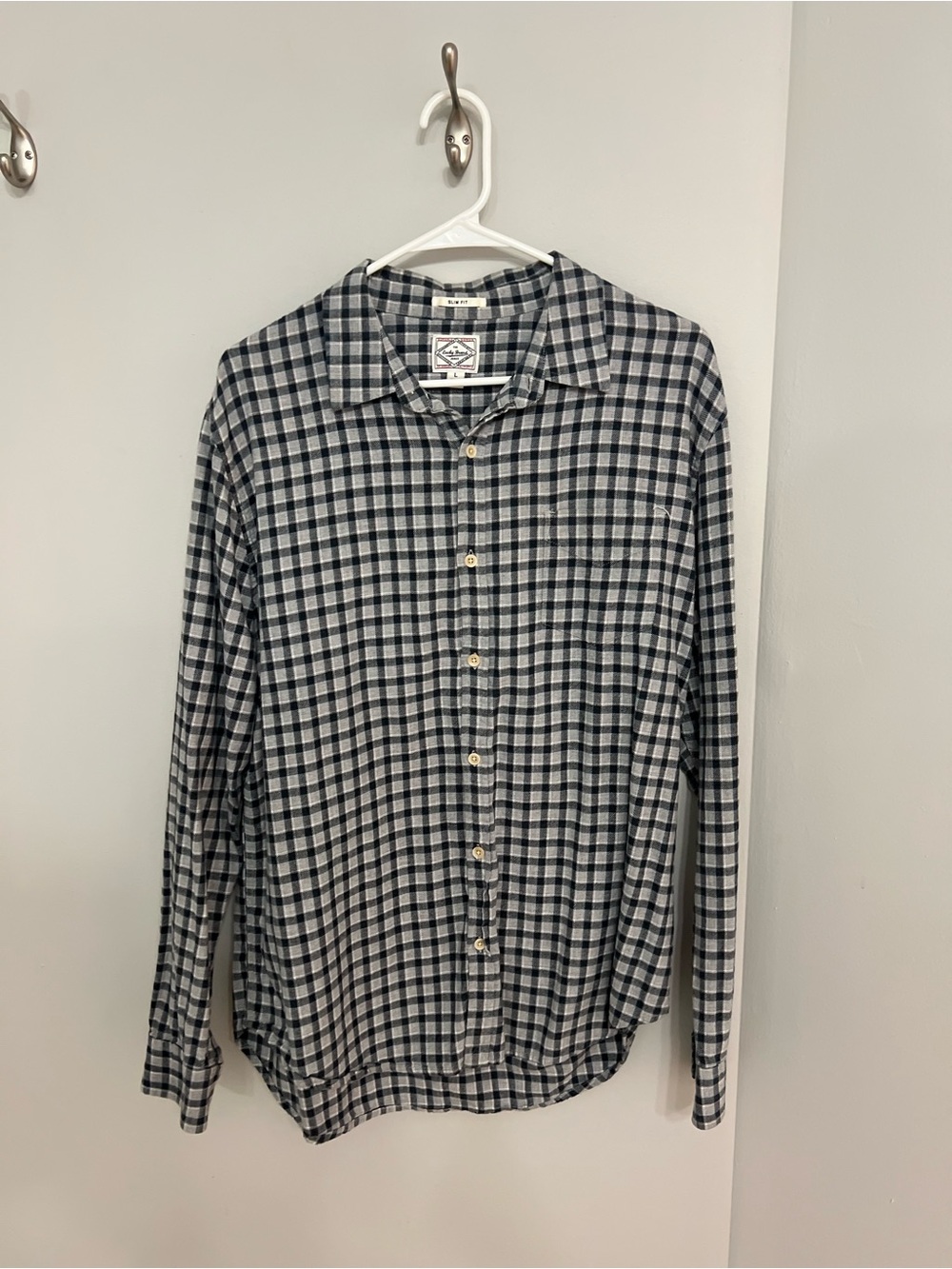 Lucky Brand Navy, White & Gray Gingham Button-Down Shirt